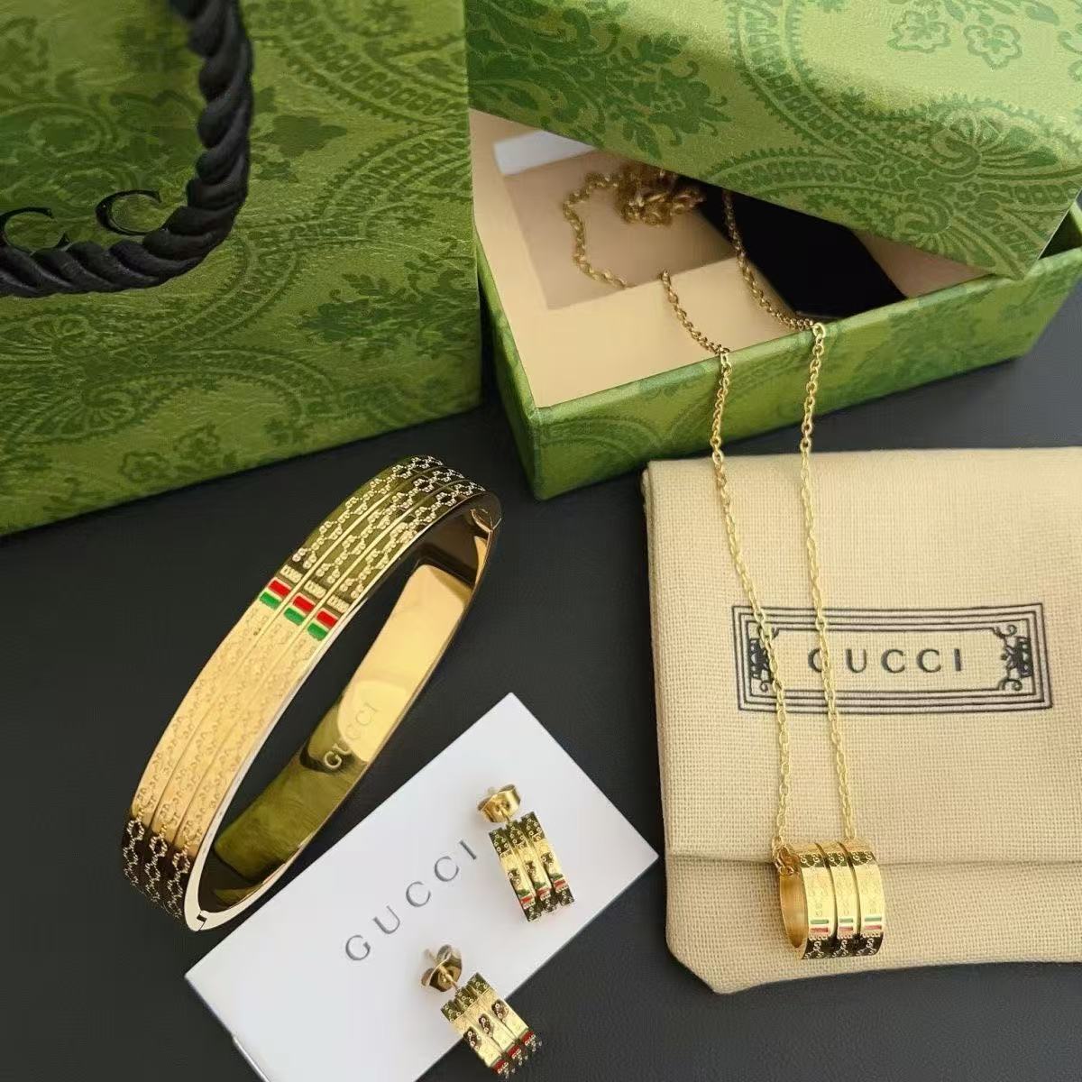 GG Iconic Red - Green Web Jewelry Set YPD25091001
