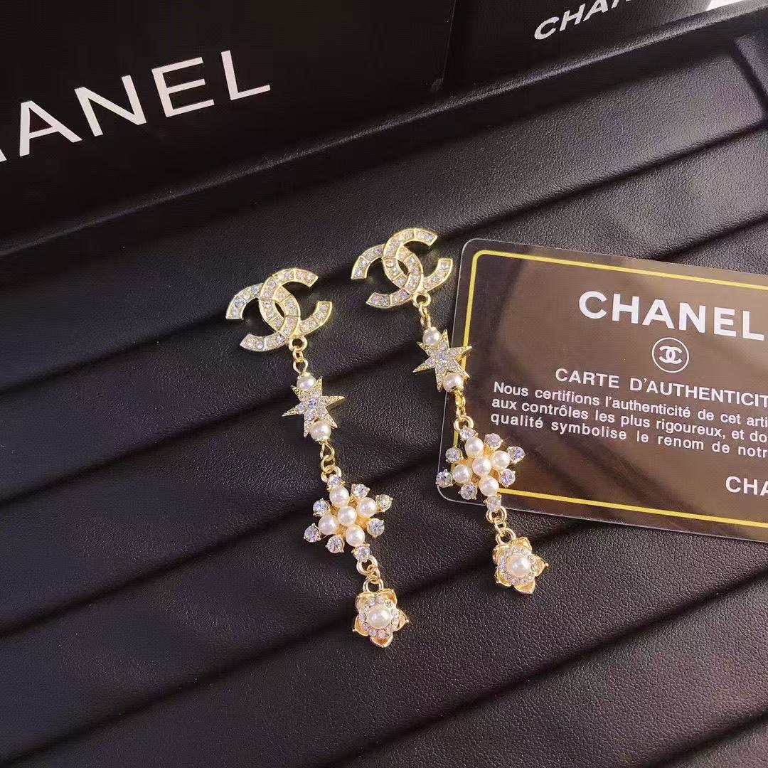 CH Double C pearl floral drop earrings YPD25091114