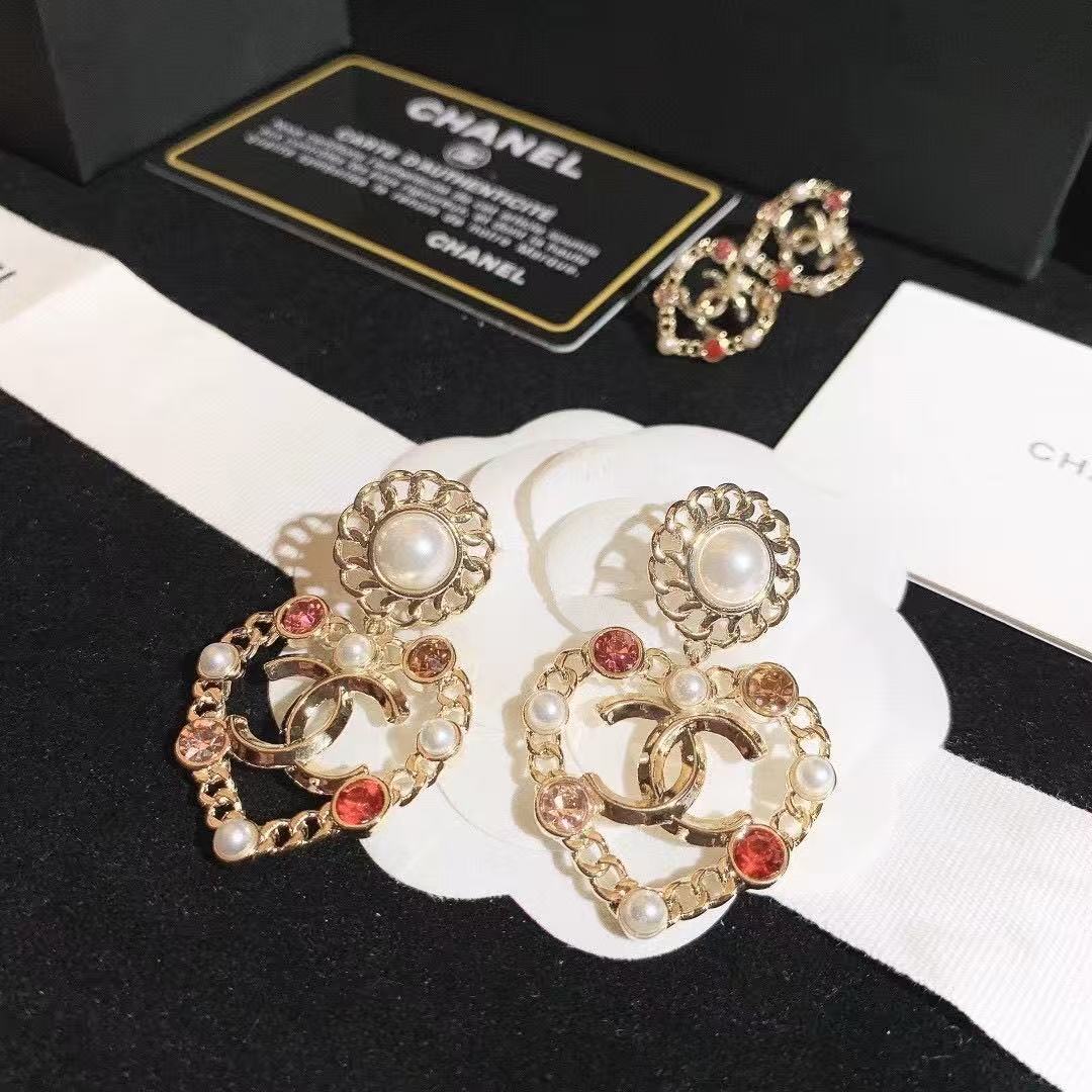 CH  Heart - shaped chain double C drop earrings YPD25091111