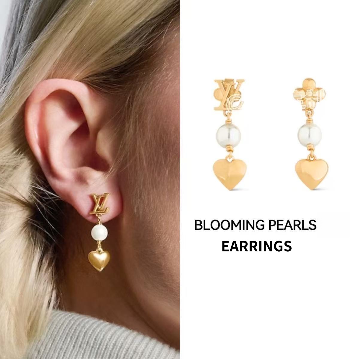 LV Gold heart pearl drop earrings YPD25091126