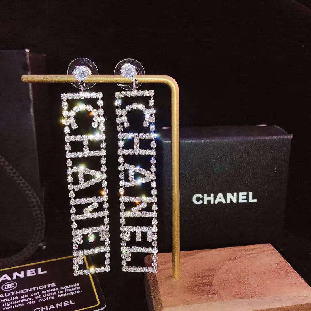 CH  Crystal letter long stud earrings YPD25091118