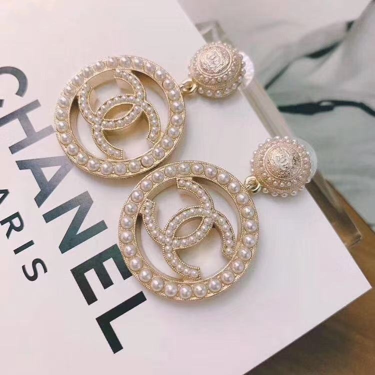 CH Pearl double C circular drop earrings YPD25091108