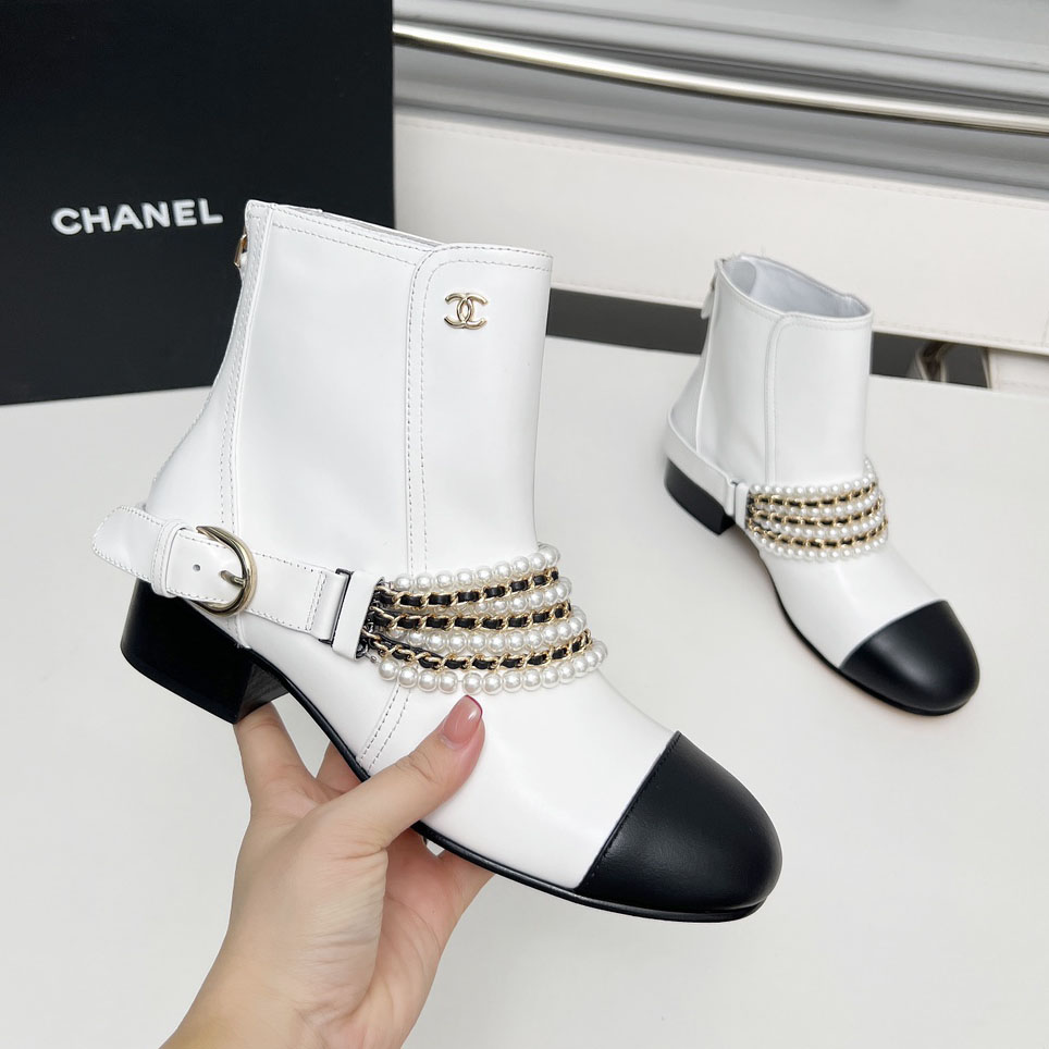 CH 25New Pearl Chain Ankle Boots VB25091005