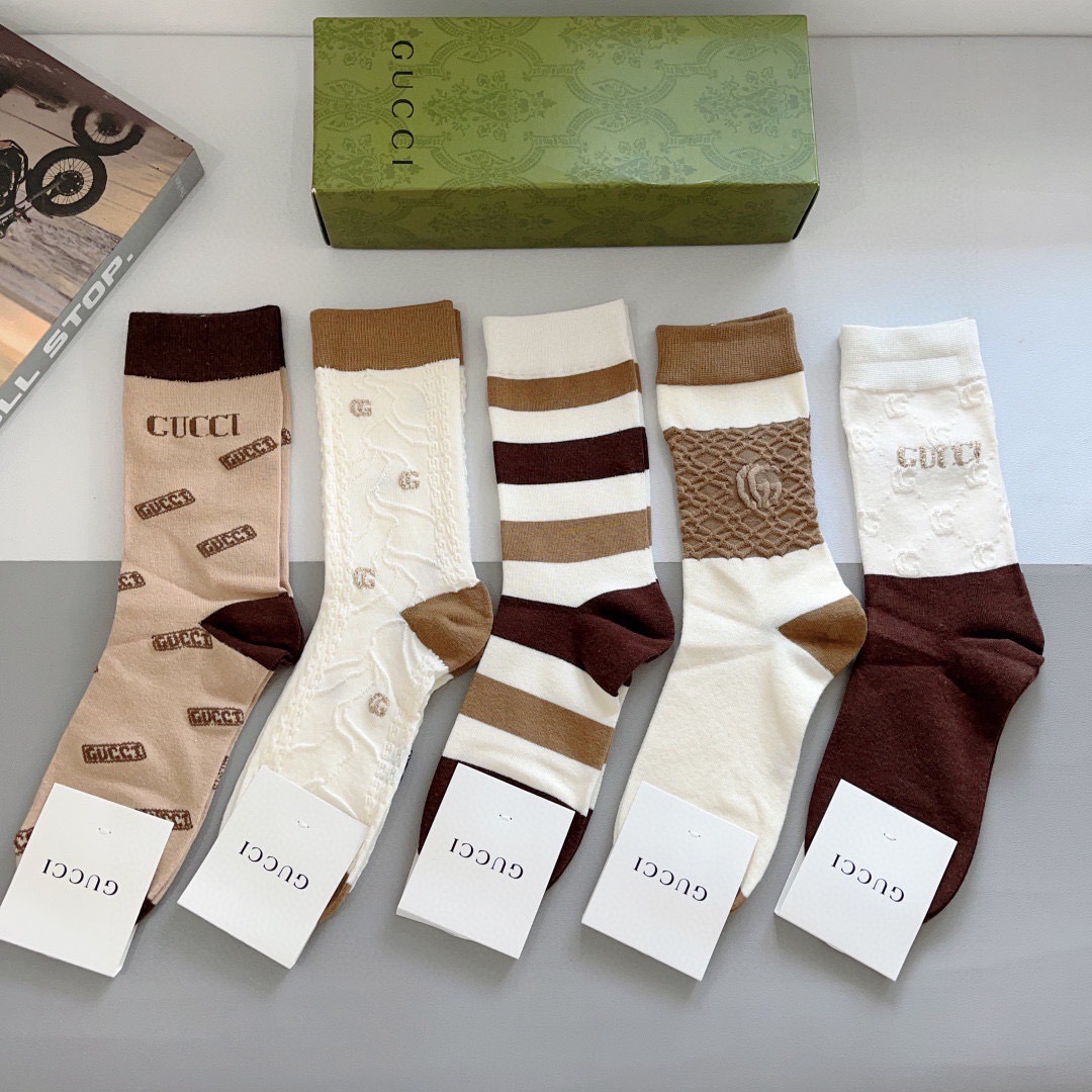 GG  Women's Bamboo-Cotton Mid-Calf Socks Set YV25091309