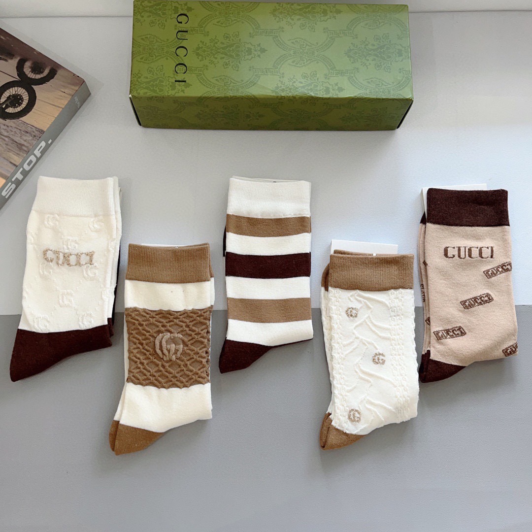 GG  Women's Bamboo-Cotton Mid-Calf Socks Set YV25091309