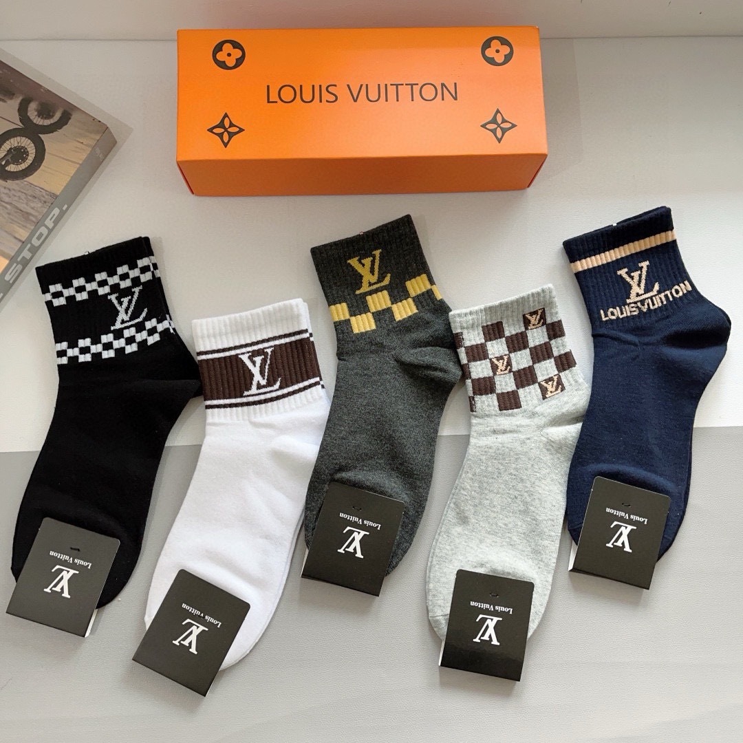 LV  Men's  mid-calf socks Set YV25091305