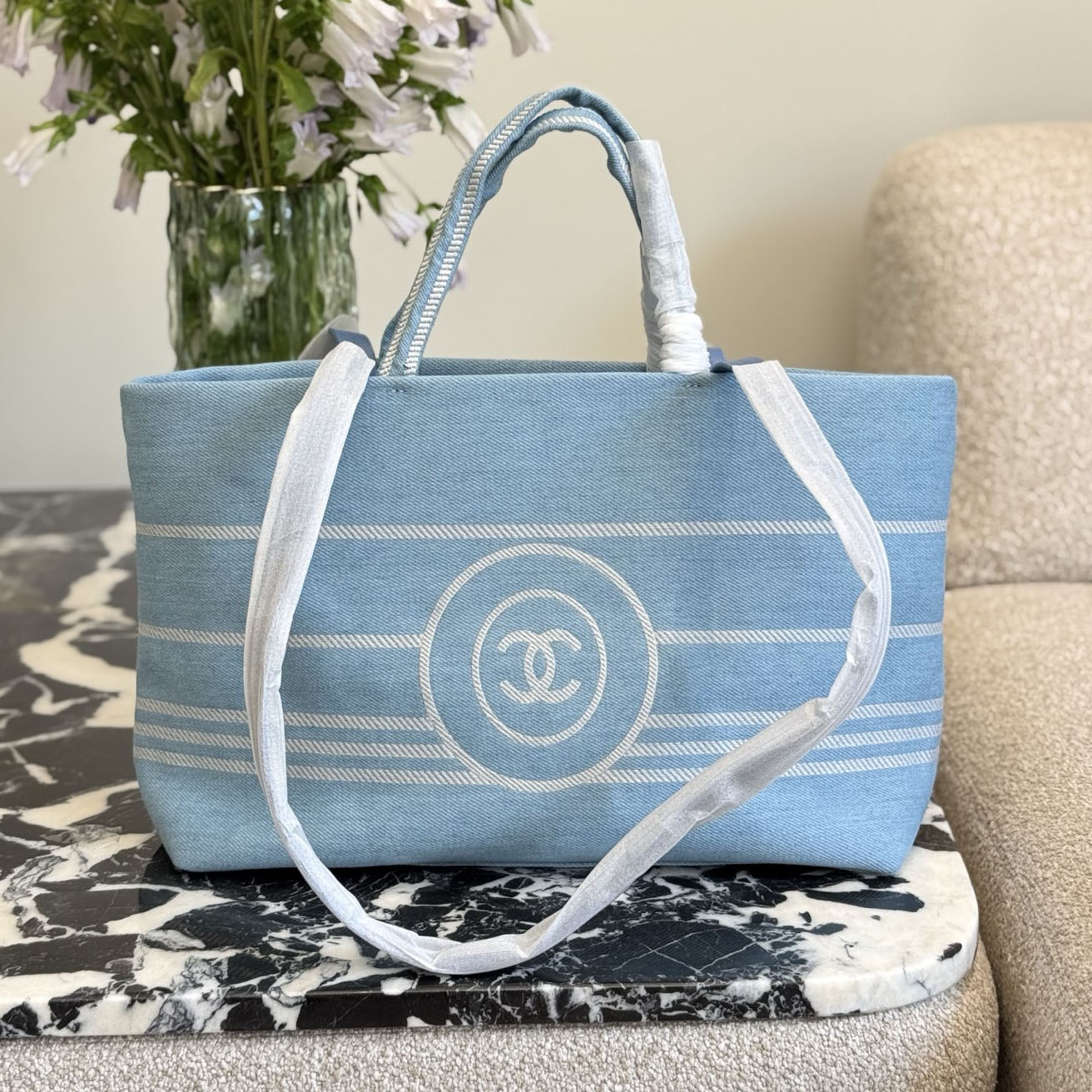 CH Sky Blue Large Canvas Tote BV240522