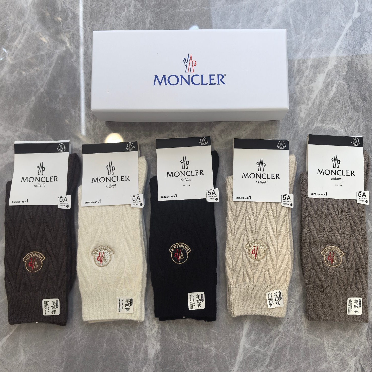 Mcl Knitted texture Mid-Calf Cashmere Socks Set YV25091335