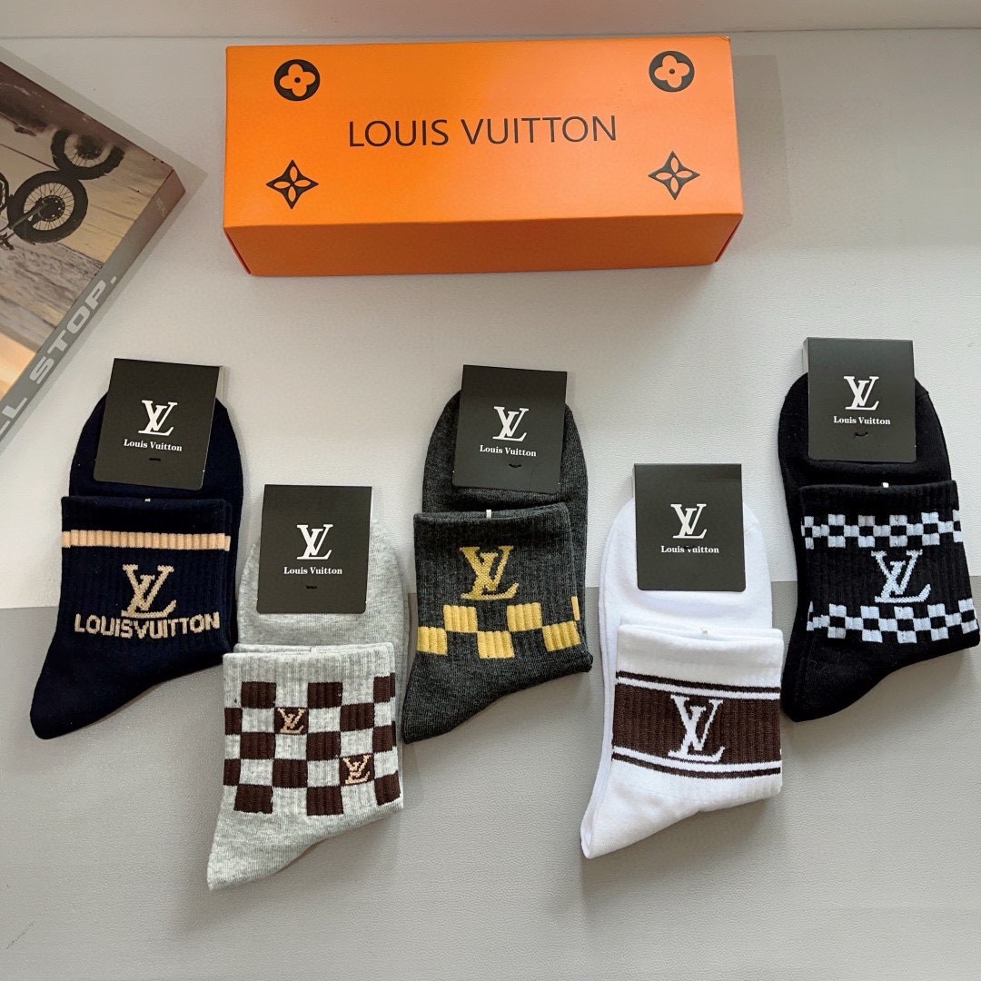 LV  Men's  mid-calf socks Set YV25091305