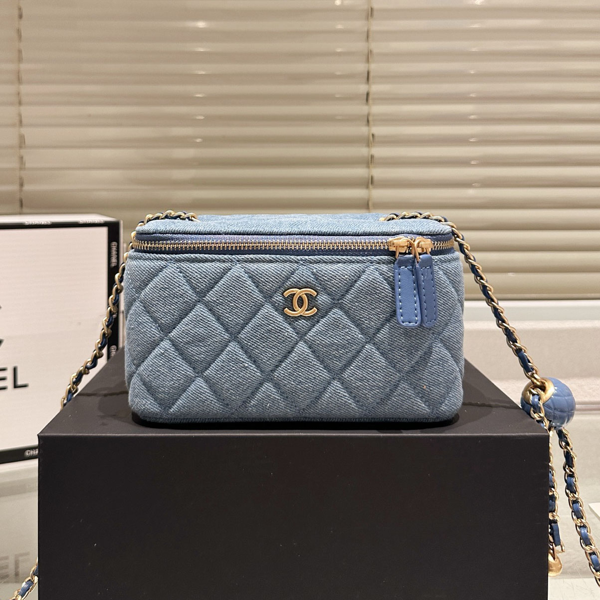 CH Mini Denim Canvas Cosmetic Bag AE25091404