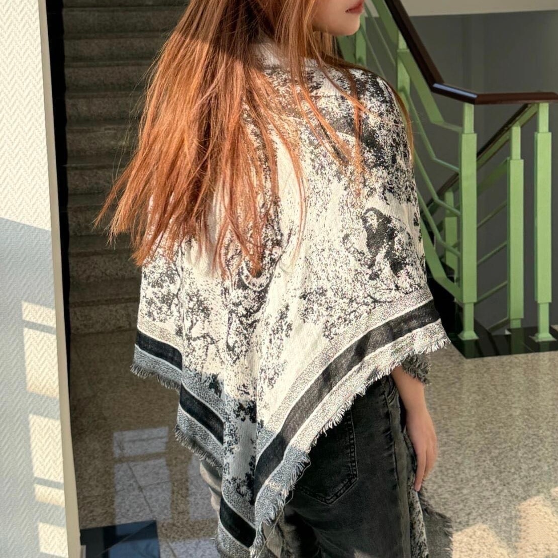 CD Classic Letter Silk-Wool Blend Shawl/Scarf YV25091429