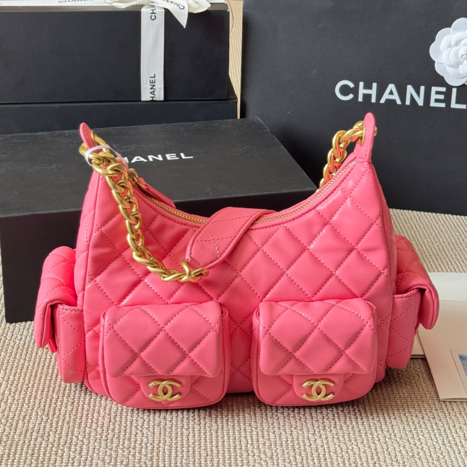 CH 25C Quilted Multi - Pocket Hobo Bag YV25082915