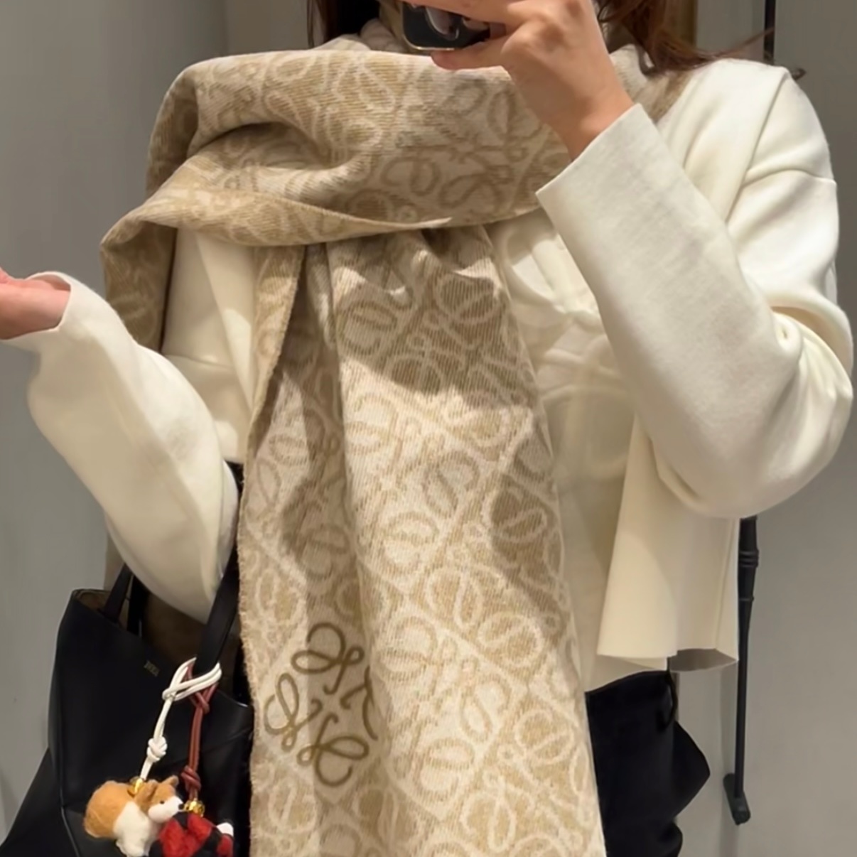 LOE Cashmere Anagram Jacquard Scarf YV25091401