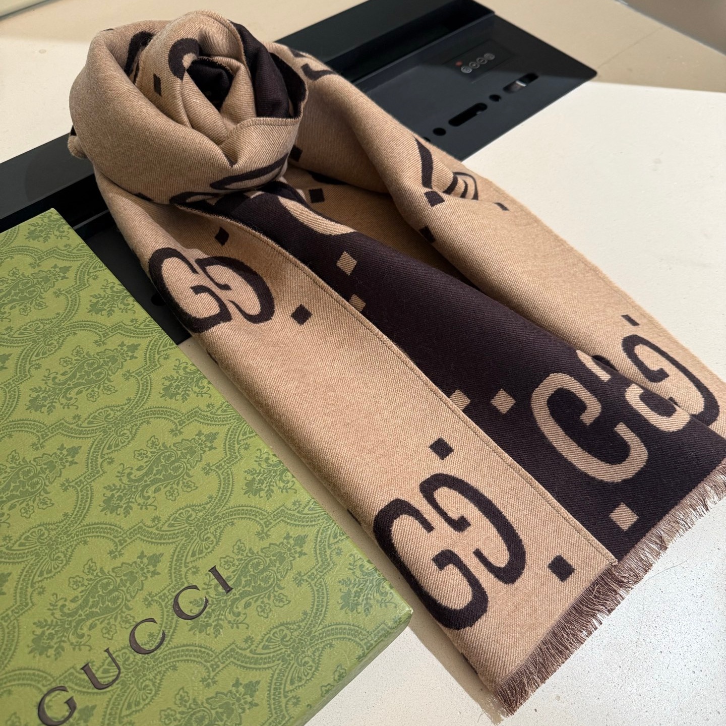 GG Unisex Worsted Double-Sided Silk Cashmere Scarf  YV25091407