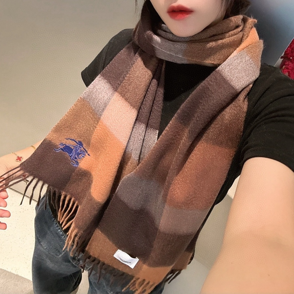 Bur Classic Check Cashmere Scarf  YV25091413