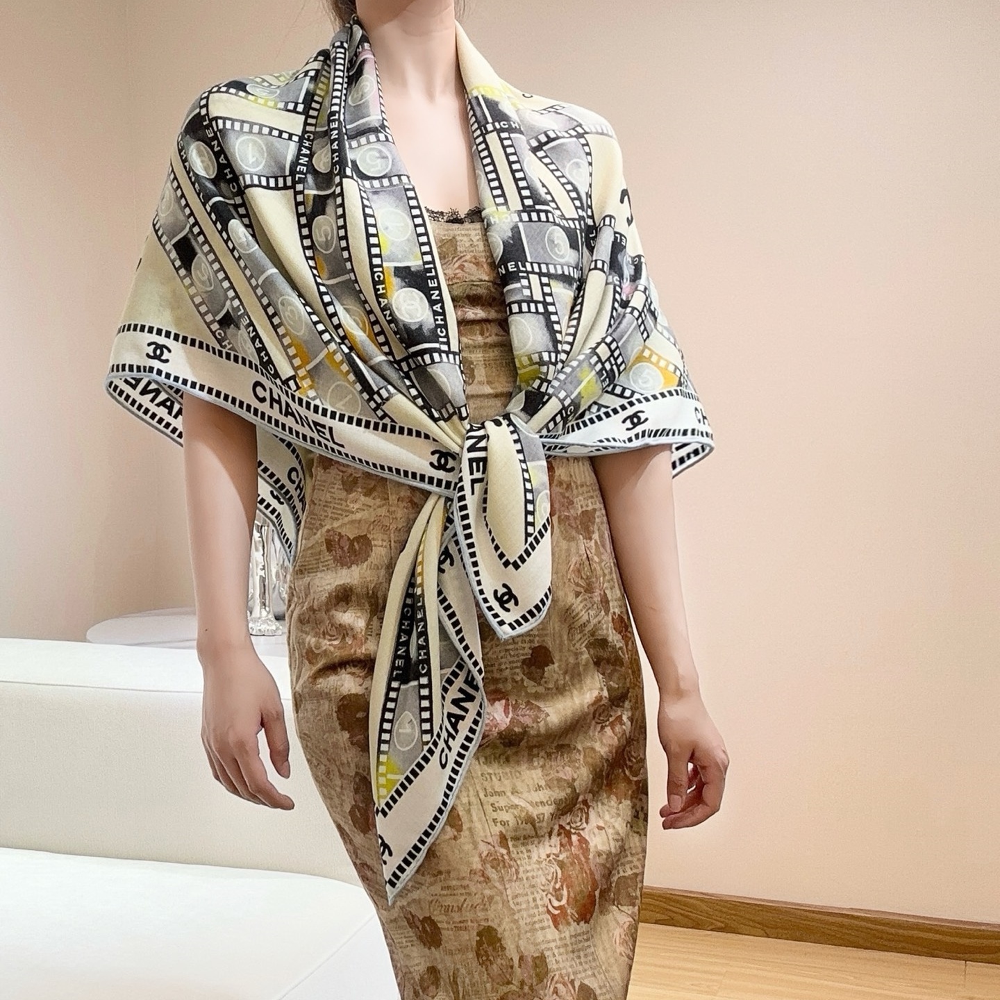 CH 140 Silk-Cashmere Double-Sided Same-Color Shawl/Scarf YV25091513