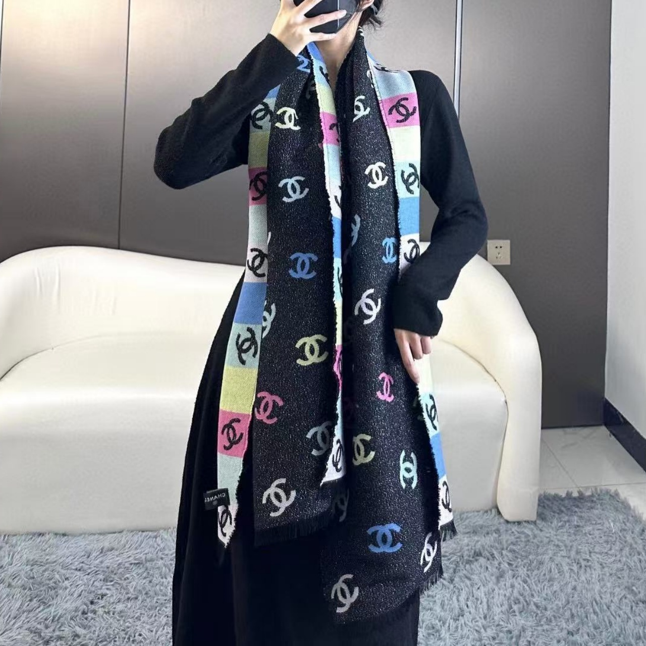 CH Colorful Double-sided Cashmere Scarf YV25091514