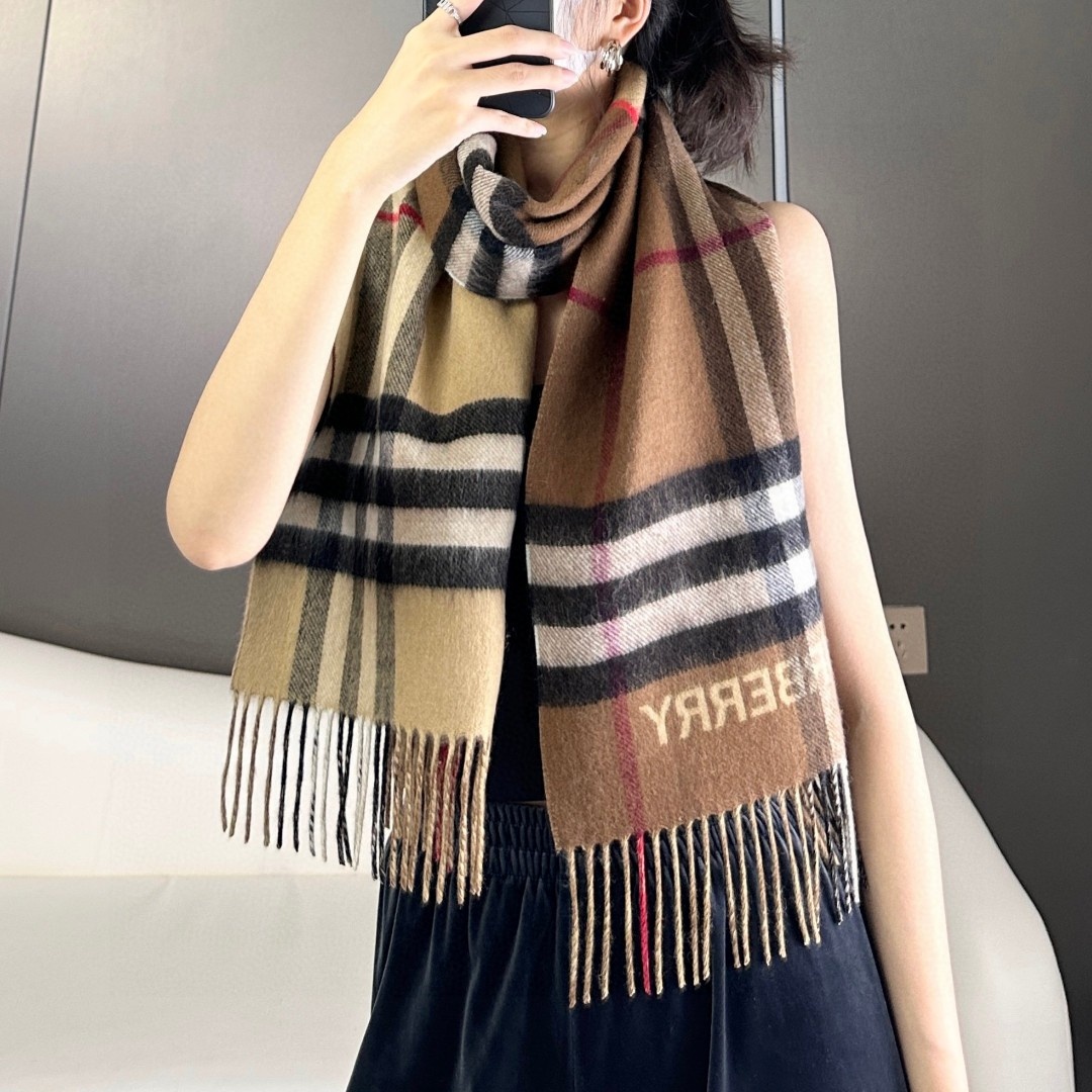Bur Classic Check Double-sided Color-blocked Cashmere Scarf YV25091509