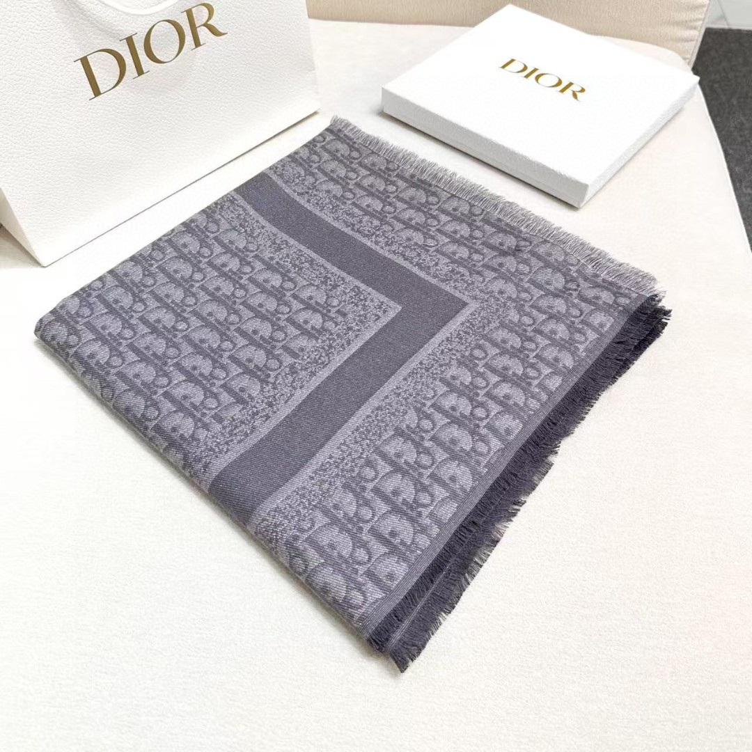 CD Silver Thread Monogram Jacquard Scarf/Shawl YV25091515