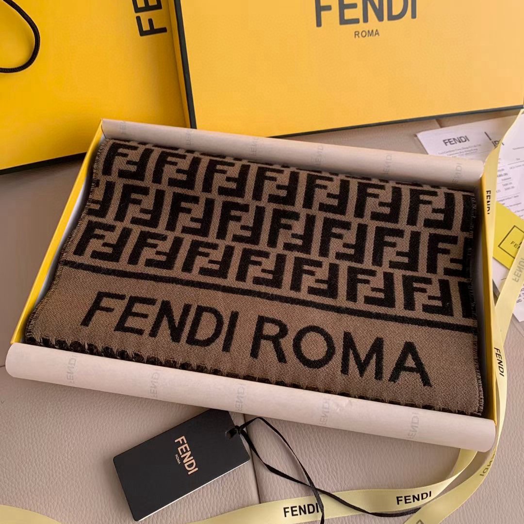 FD Double F Monogram Jacquard Fringed Scarf  YV25091609