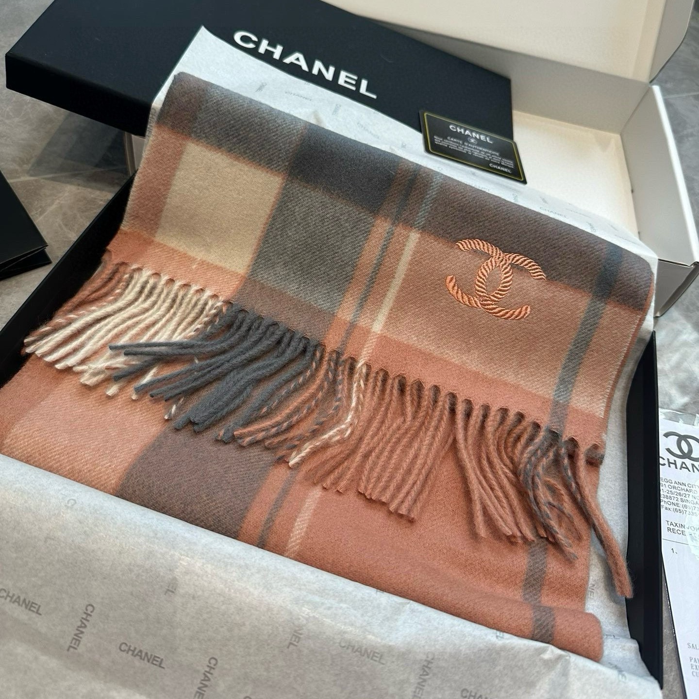 CH  Checkered Cashmere Scarf YV25091616