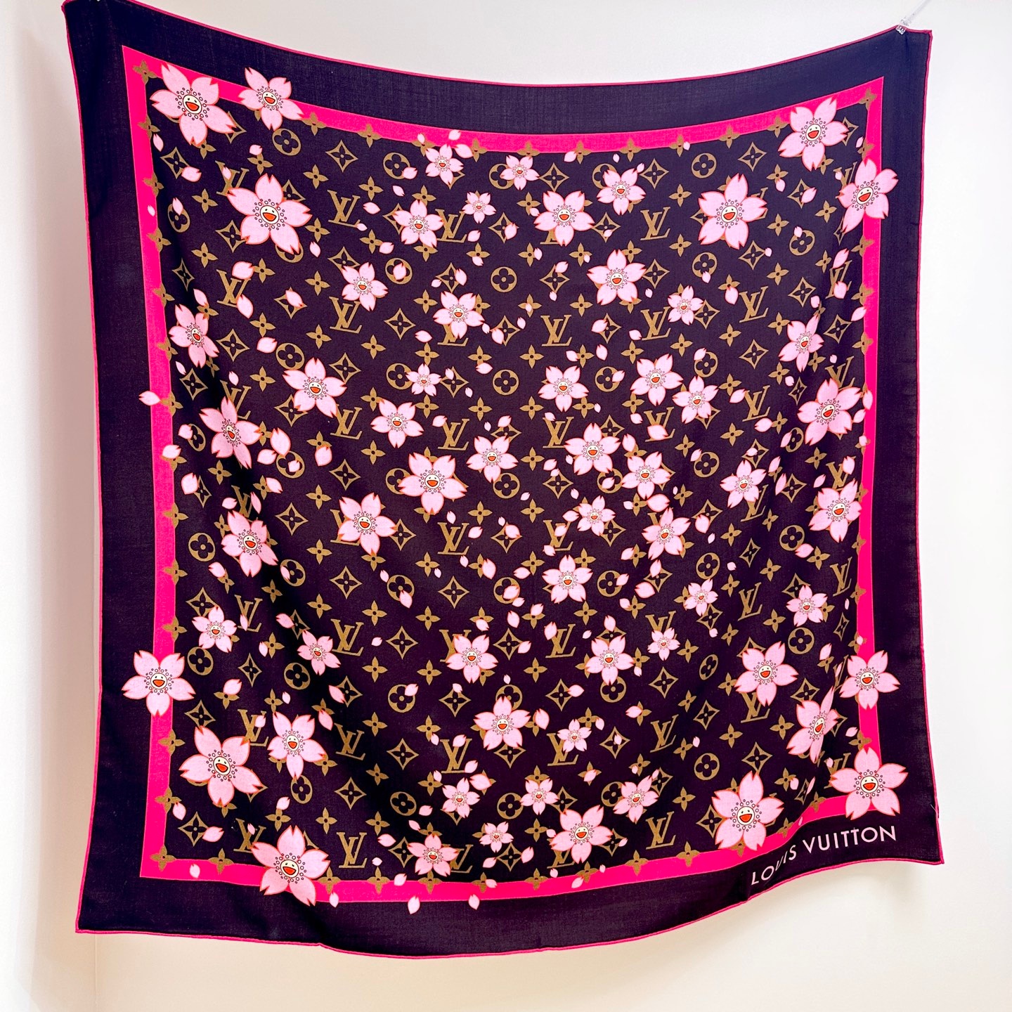 LV Cherry Blossom Double-sided Same-color Silk Square Scarf  YV25091604