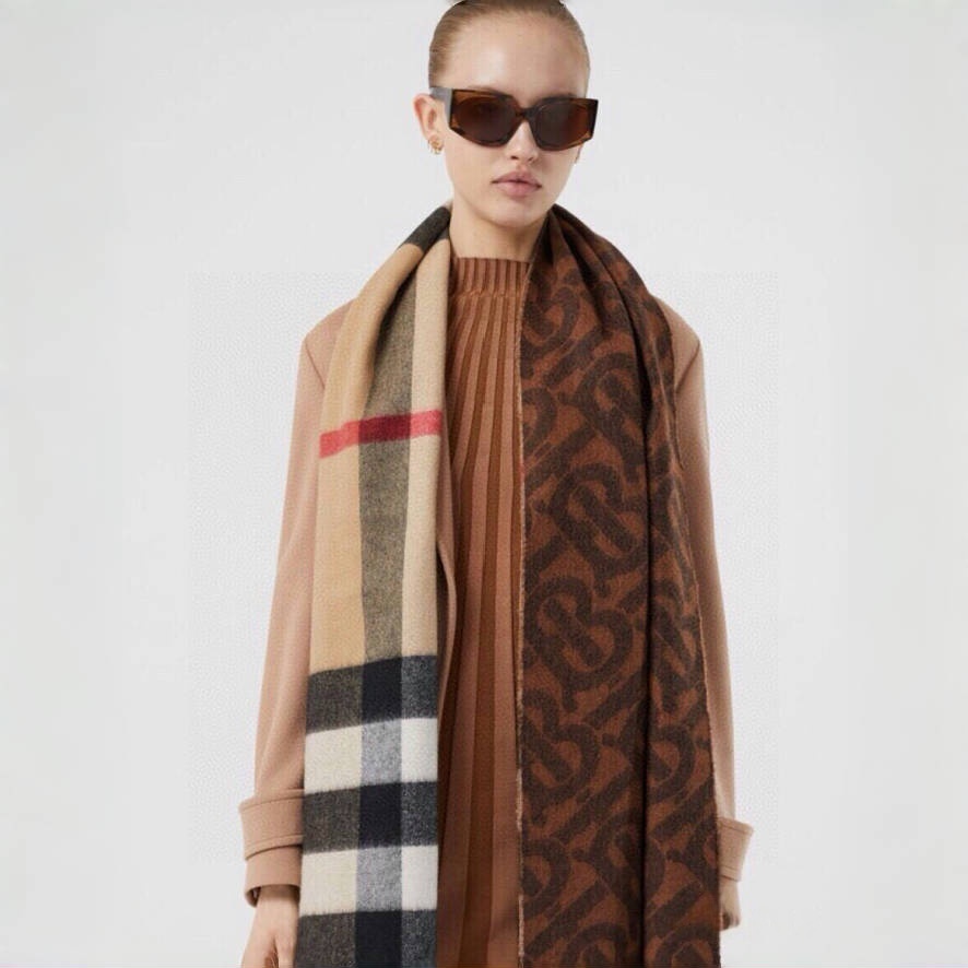 Bur Jacquard Color-block Worsted Cashmere Scarf  YV25091608