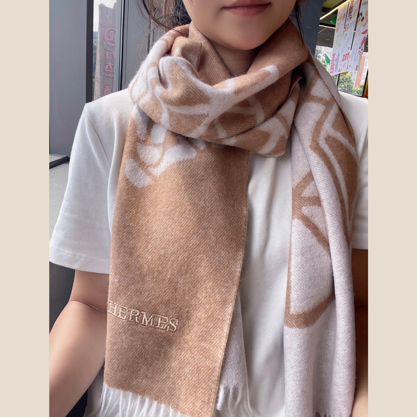 HM Unisex Horse and Carriage Jacquard Cashmere Scarf  YV25091611