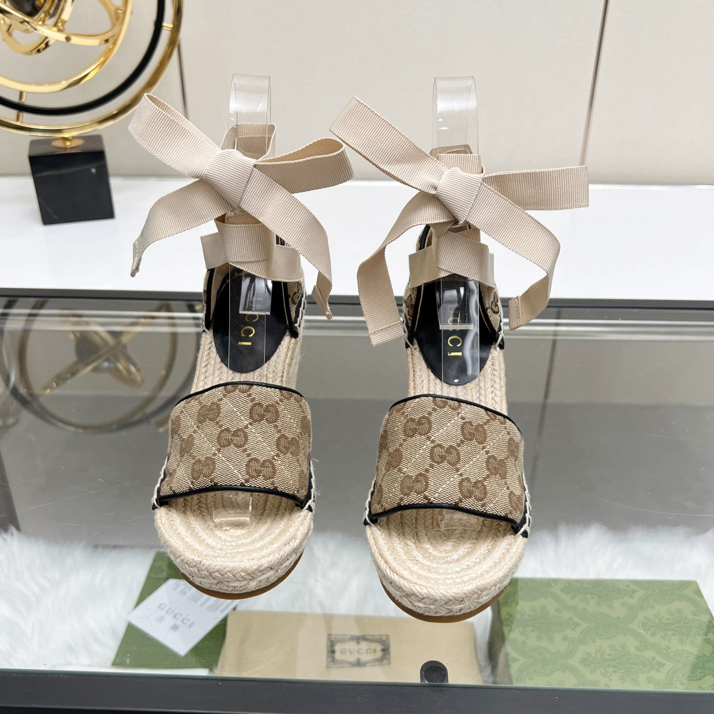 GG Wedge Straw Sandals DD250224