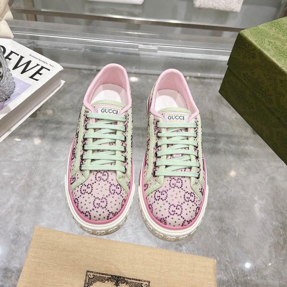 GG Tennis 1977 Light Green&Pink Canvas Shoes AM25091909