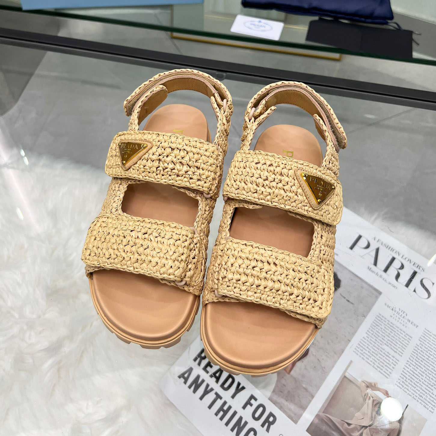 PRA 25New Woven Raffia Sandals XX25092015