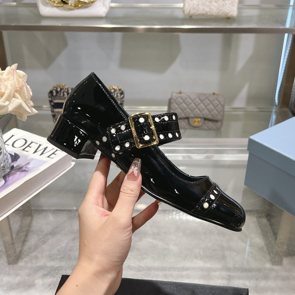 PRA 25New Round-Toe Mary Jane Chunky Heels XX25092024