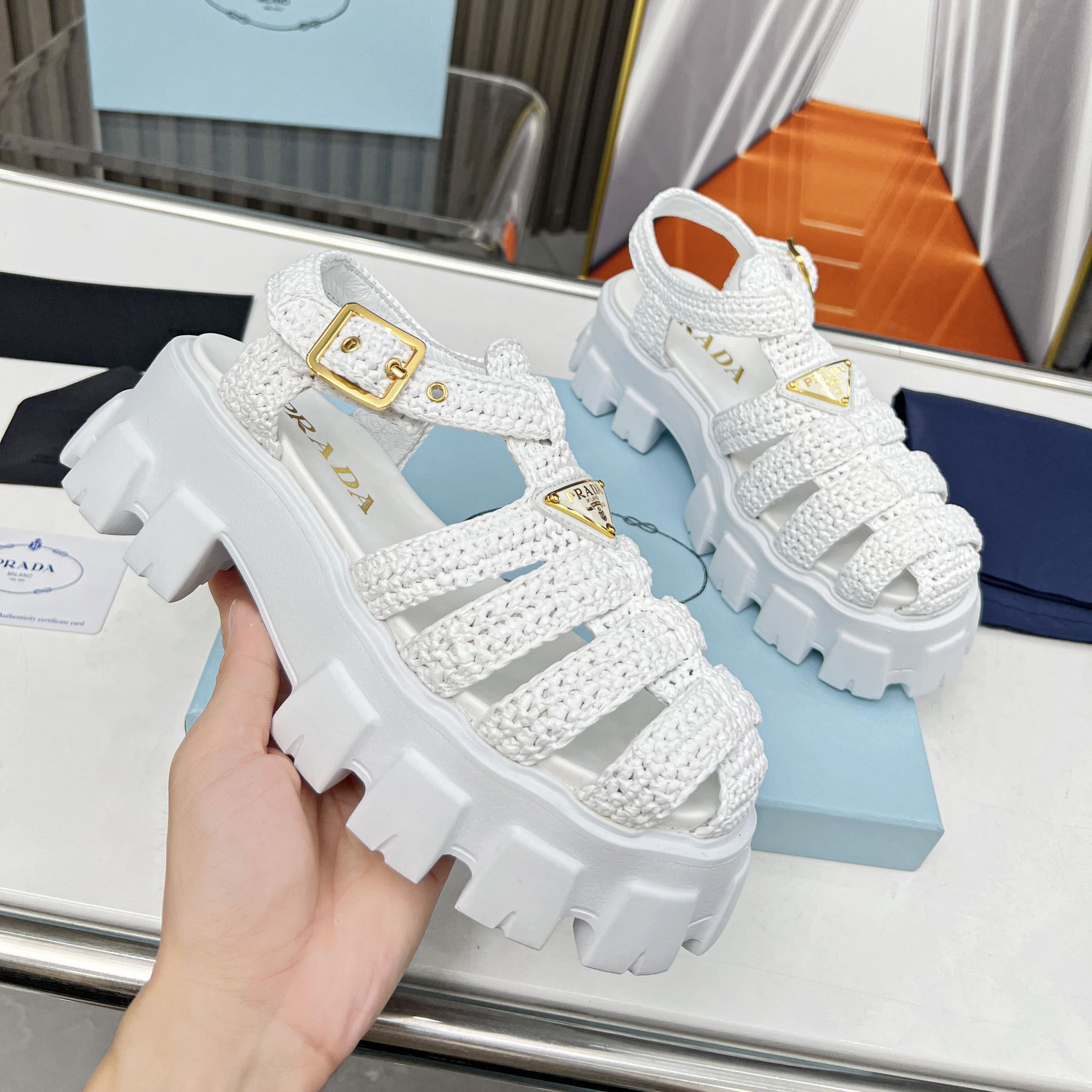 PRA Woven Raffia Platform Sandals XX25092013