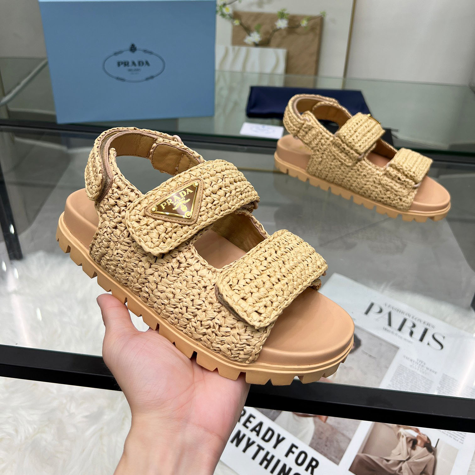 PRA 25New Woven Raffia Sandals XX25092015