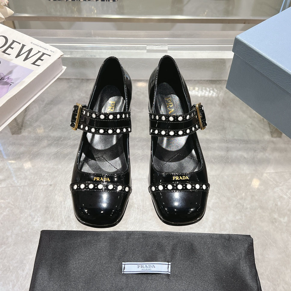 PRA 25New Round-Toe Mary Jane Chunky Heels XX25092024