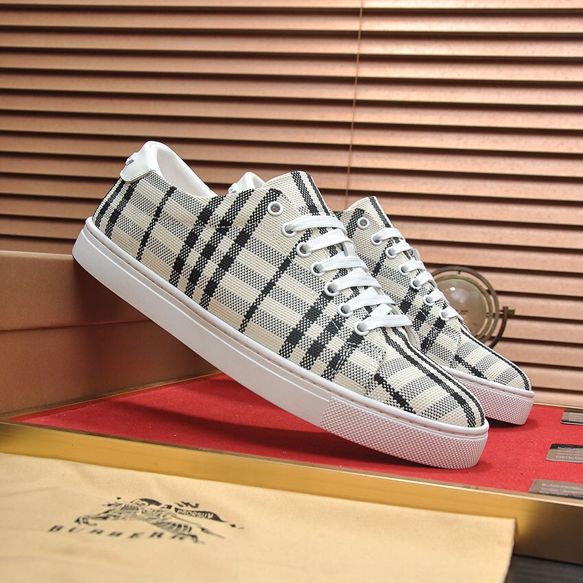 Bur Men's Black and White Twill Casual Shoes AM25092122