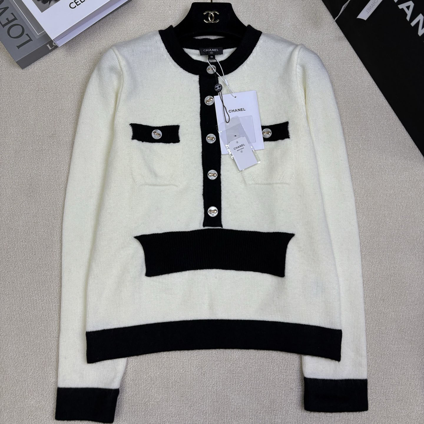 CH 25New Knitted Crew Neck Half Cardigan XX25092502