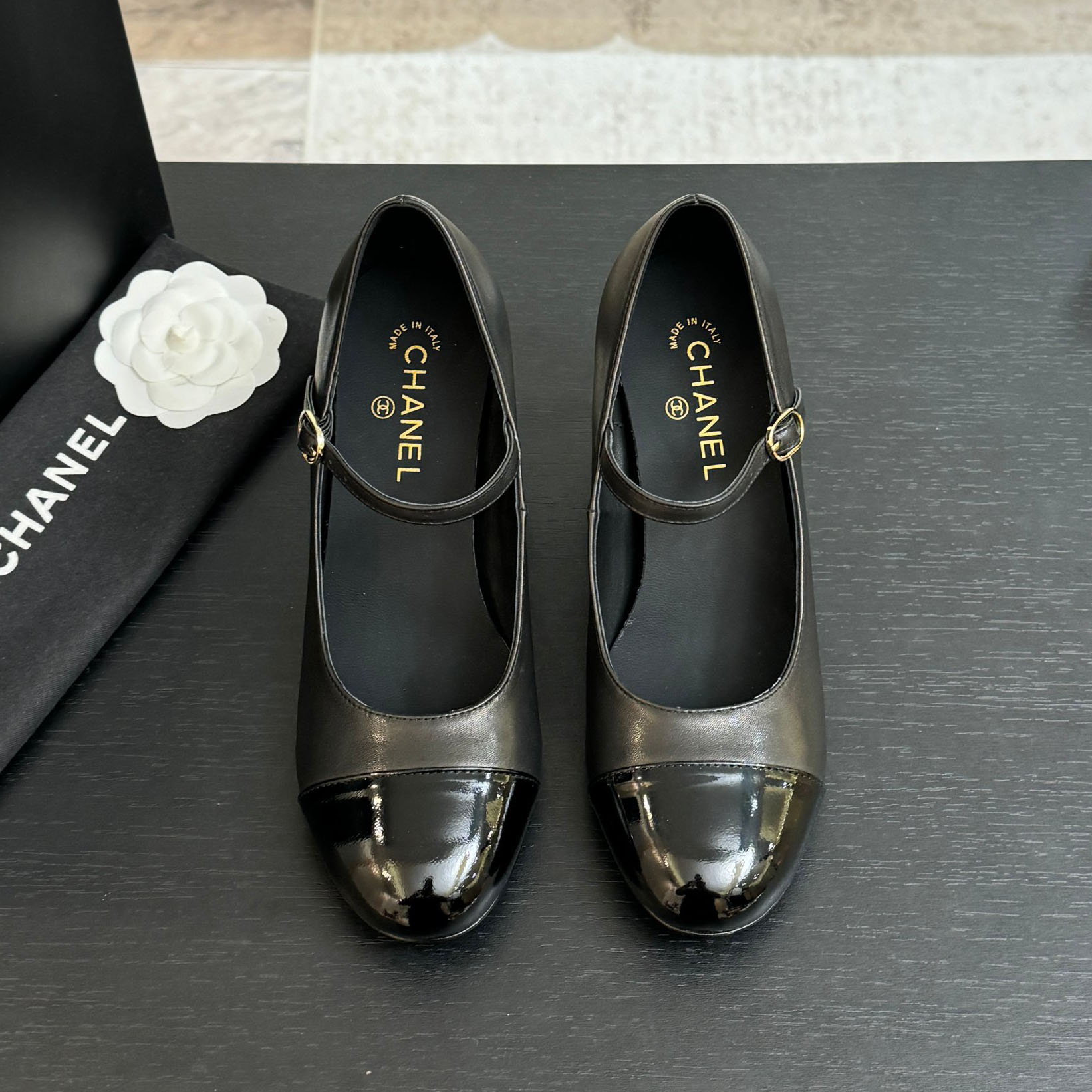 CH 25New Double C Giant Pearl Heel Mary Jane Shoes XX25092523