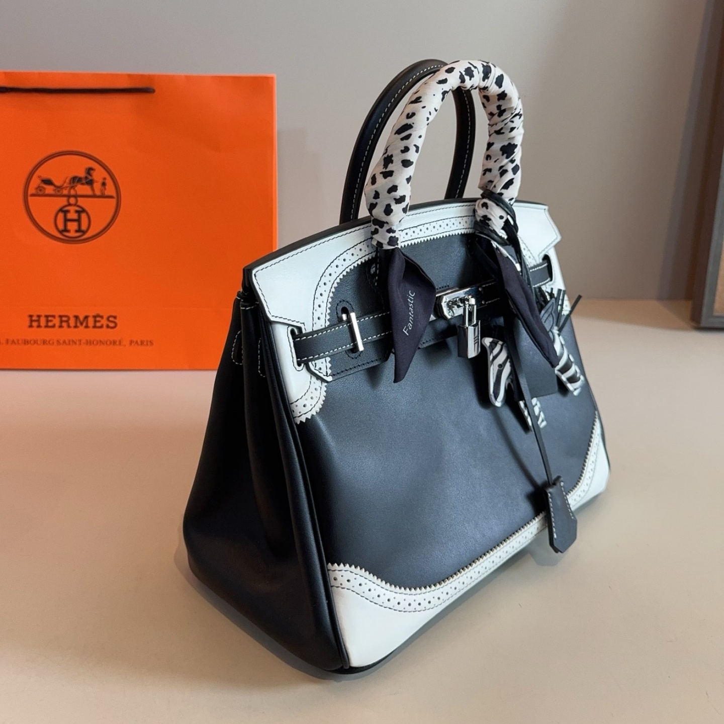 HM Cowhide Color Blocking Birkin 30 Bag YV25092708