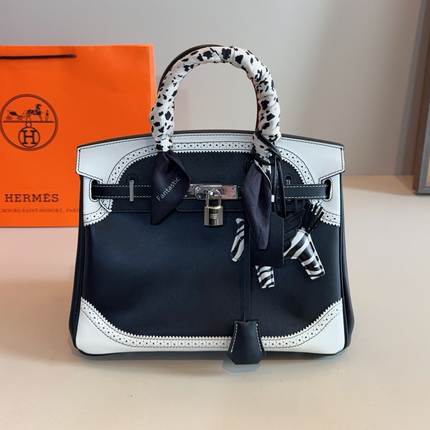 HM Cowhide Color Blocking Birkin 30 Bag YV25092708