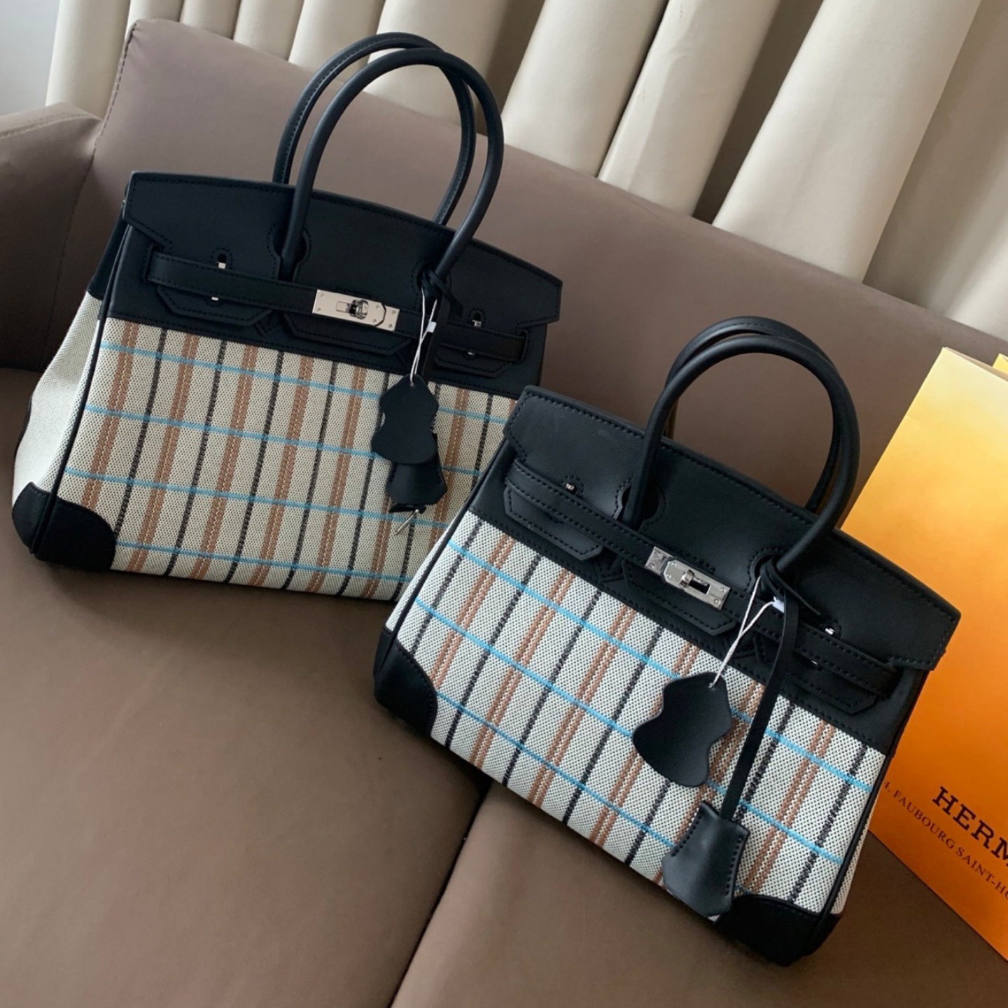 HM Canvas & Leather Mix Birkin Bag 25/30 YV25092715