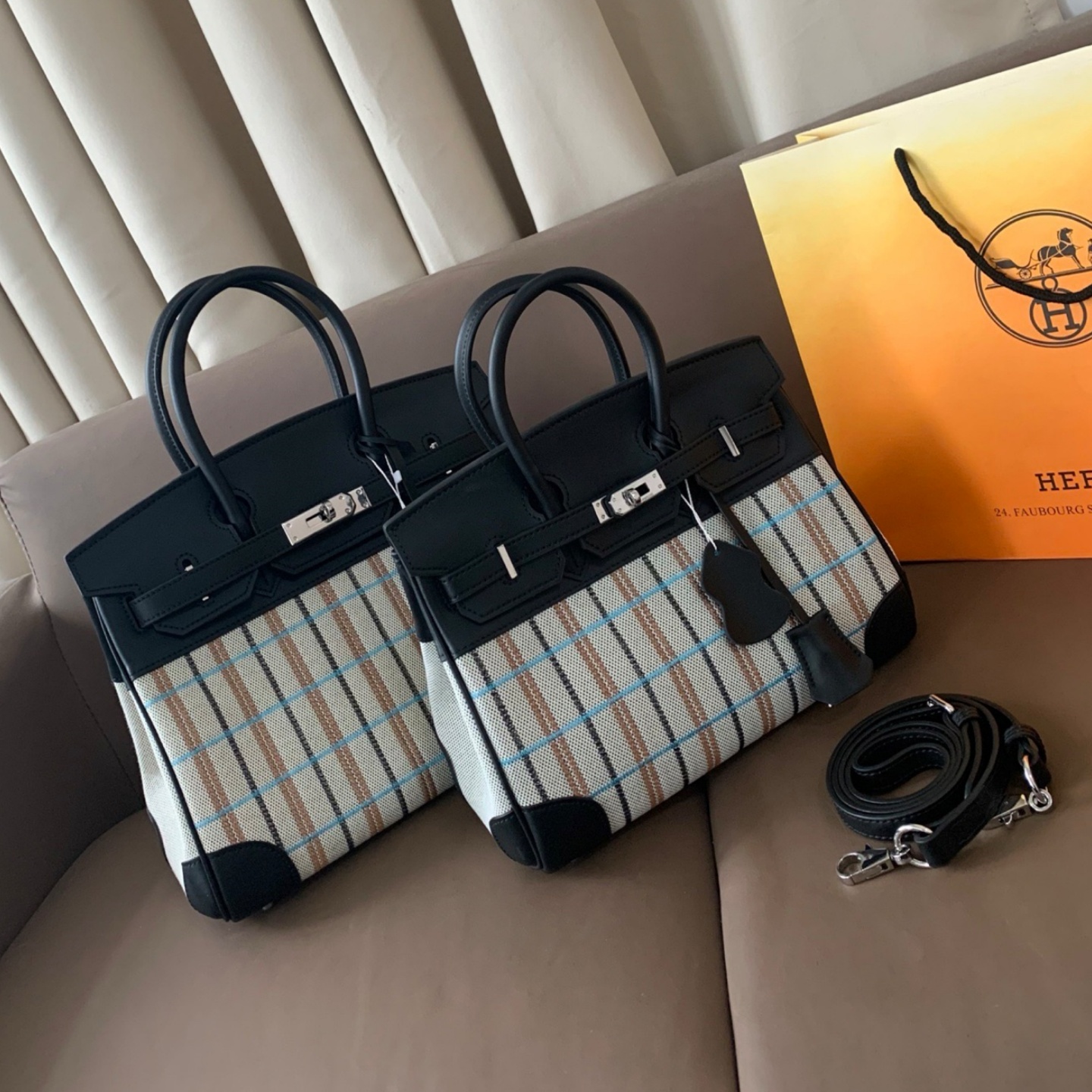 HM Canvas & Leather Mix Birkin Bag 25/30 YV25092715