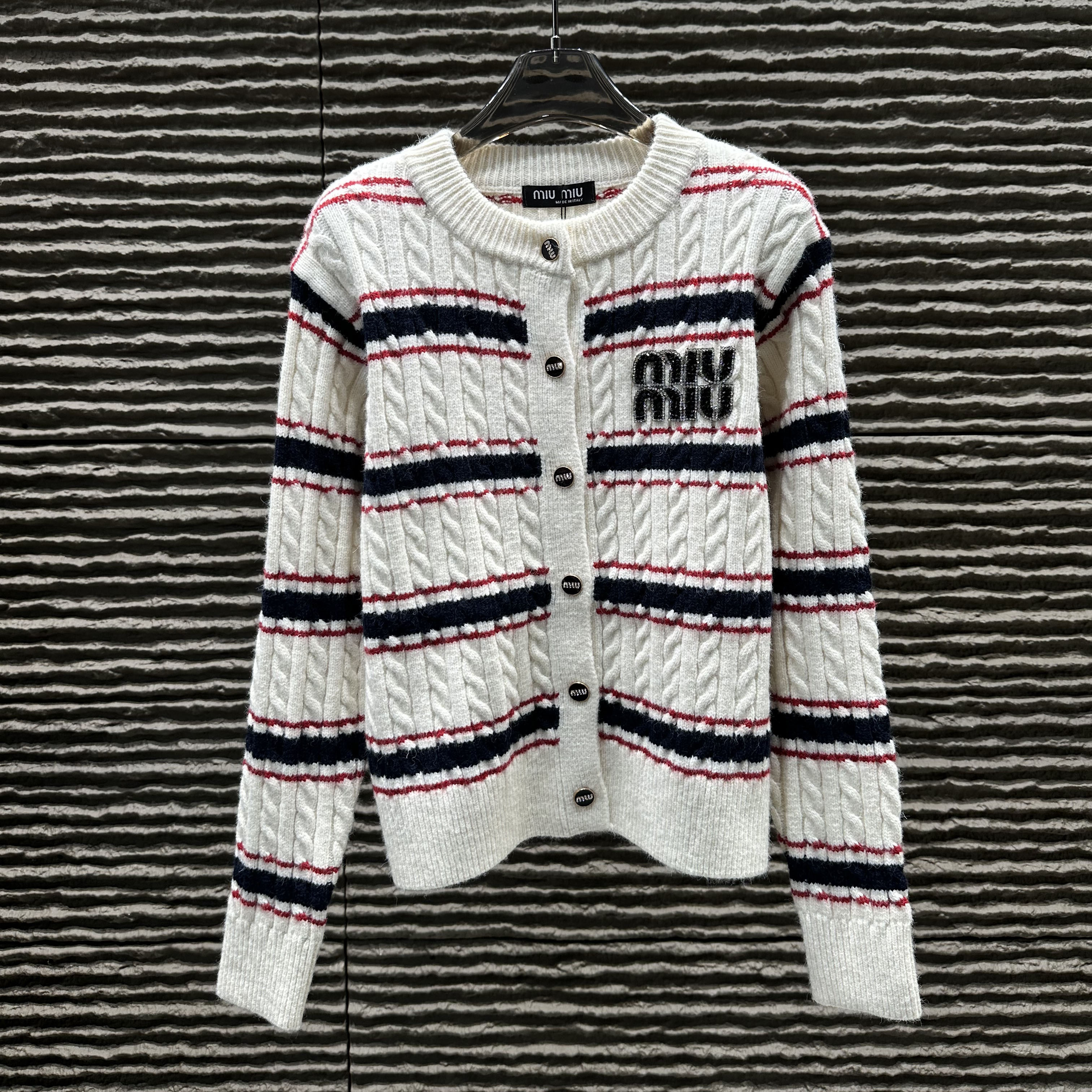 Miu 25New Color-Block Knit Cardigan XX25092901