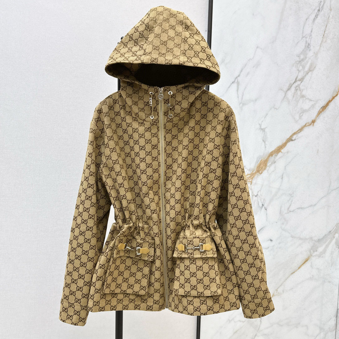GG 25New Double G Jacquard Hooded Trench Coat XX25093014