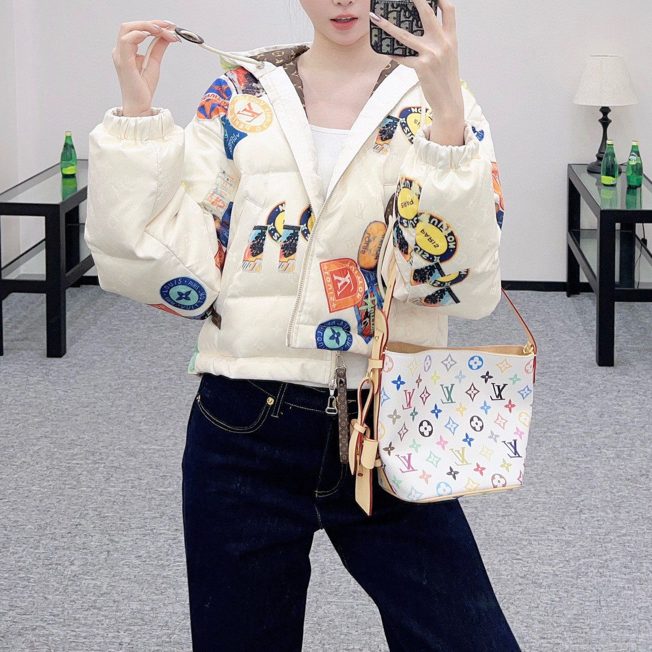 LV Hooded Badge Padded Jacket AM25100207