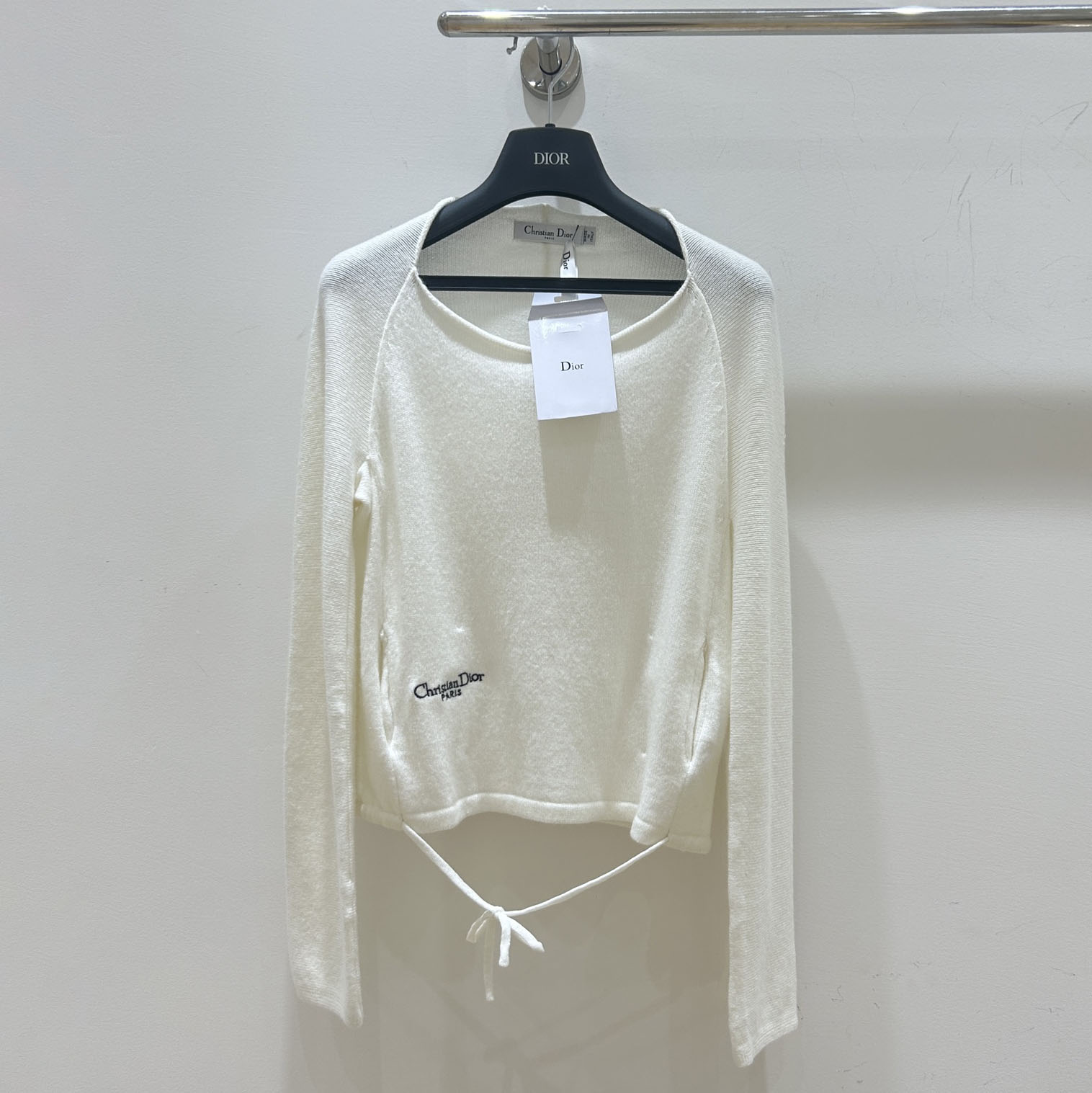 CD One-Shoulder Long-Sleeve Knit Top with Logo Letter Embroidery AM25100402