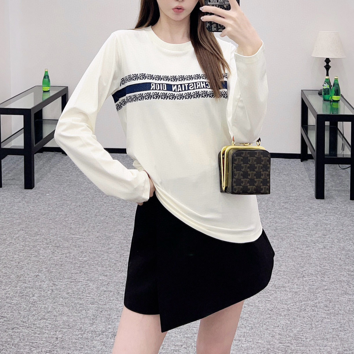 CD Crew Neck Printed Logo Base Layer Top AM25101109