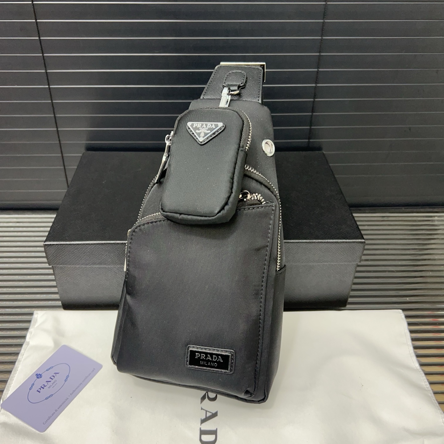 PRA  2-in-1 Nylon Canvas Chest Bag & Crossbody YV25101308