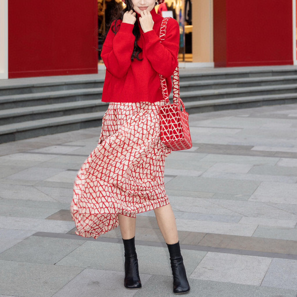 VT Classic Logo Red Long Dress XX2510504