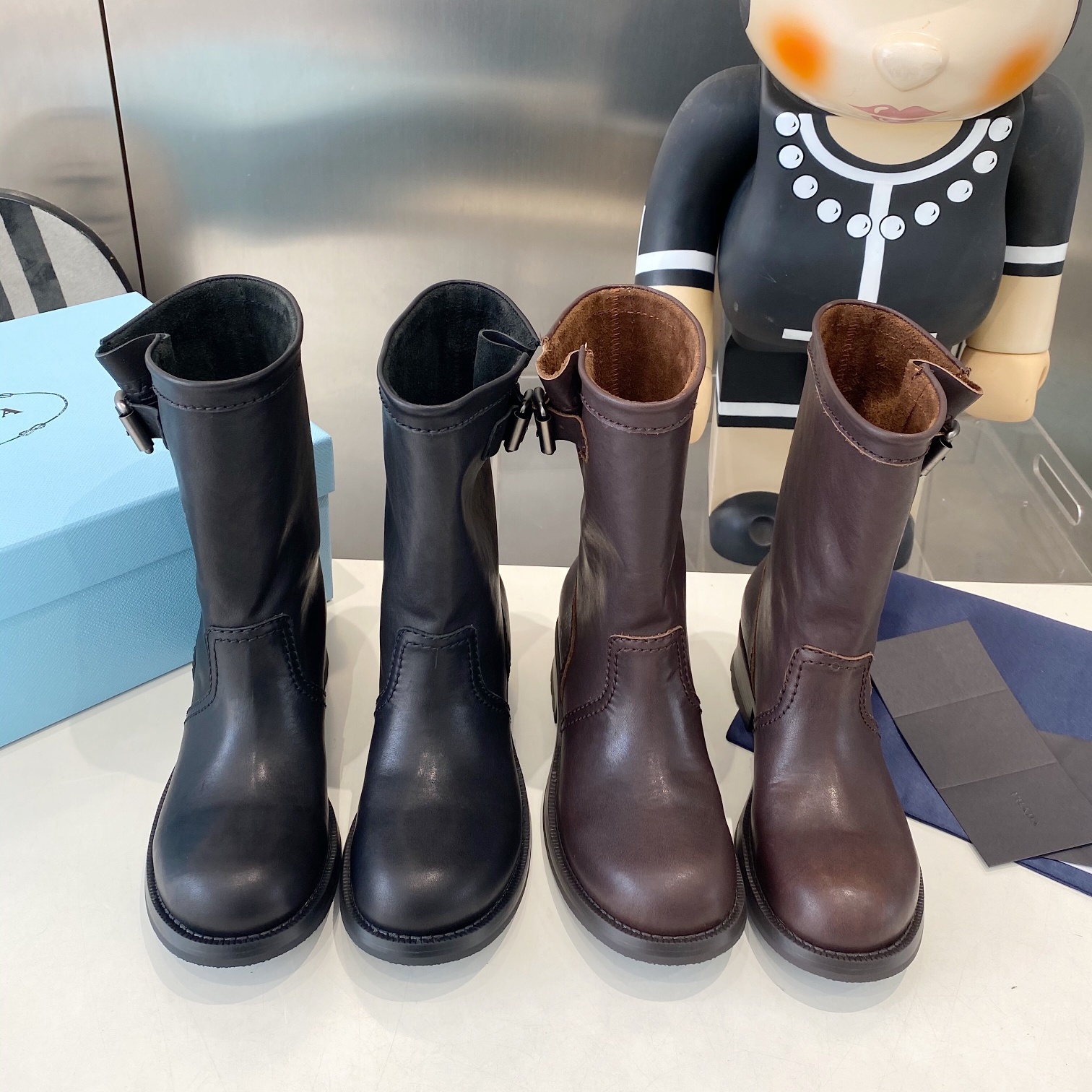 PRA Mid-Calf Leather Boots YV25101603